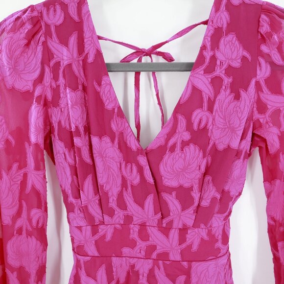 Band Of The Free Fuchsia Peplum Mini Dress Womens XSmall Granny Boho Gypsy NWT - Picture 10 of 11